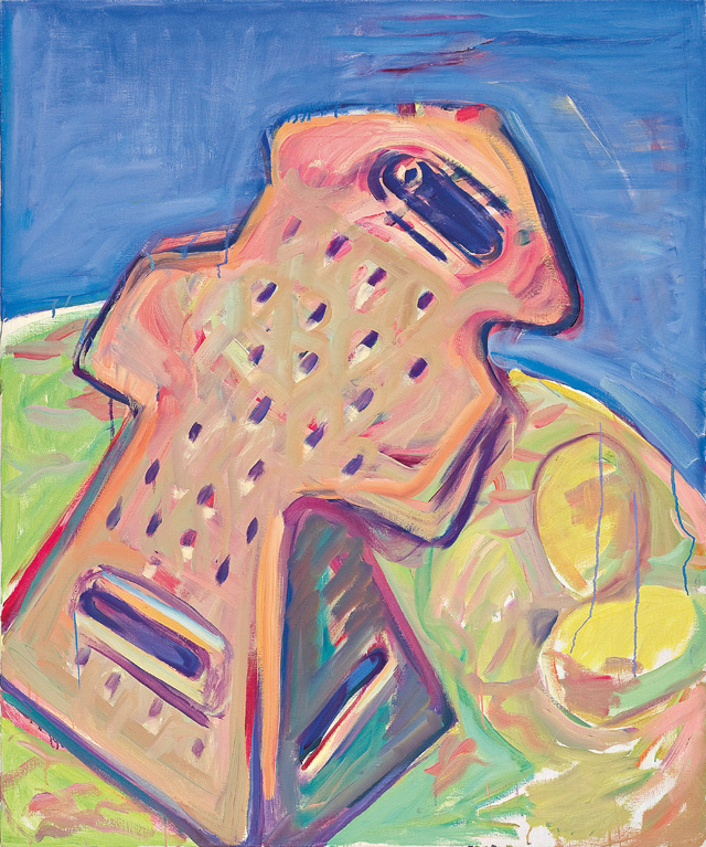 Maria Lassnig. Kitchen Bride, 1988. Oil paint on canvas, 125 x 100 cm. © Maria Lassnig Foundation.