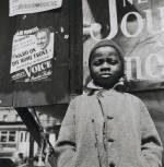 Gordon Parks. Harlem Newsboy, Harlem, New York. 1943. Gelatin silver print, 14 1/8 × 14 in (35.9 × 35.6 cm). The Museum of Modern Art, New York. Acquired through the generosity of The Friends of Education of The Museum of Modern Art and Committee on Photography Fund. Courtesy of and copyright The Gordon Parks Foundation. Digital image © The Museum of Modern Art/Licensed by SCALA / Art Resource, NY