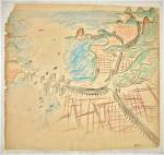 Le Corbusier (Charles-Édouard Jeanneret). Urban plan for Rio de Janeiro. 1929. Aerial perspective with Guanabara Bay, the centre and the beaches. Charcoal and pastel on paper. 76 x 80.5 cm. Fondation Le Corbusier, Paris. © 2013 Artists Rights Society (ARS), New York/ADAGP, Paris/FLC.