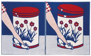 Roy Lichtenstein.  Step-on Can with Leg, 1961.  Oil on canvas.  Fondation Louis Vuitton pour la Création.  © Estate of Roy Lichtenstein/DACS 2012.