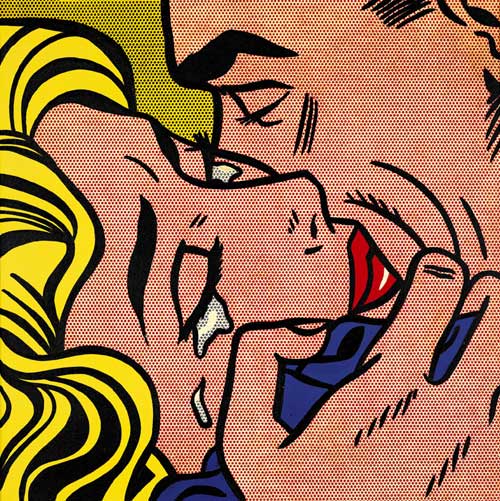 Roy Lichtenstein, <i>Kiss V</i>, 1964. Magna on canvas. 36 x 36 inches. Collection Charles Simonyi, Seattle © Estate of Roy Lichtenstein/DACS 2003