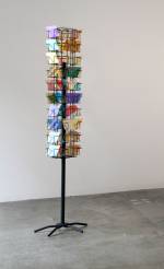 Stephen Dean. Prayer Mill, 2009. Metal structure and dichroic glass, (40 panels of 4 x 6 in) 72 x 10 in x 10 in.