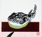 Yasutoshi Matsuda. Blowfish on cutting board.