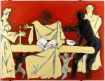 MF Husain. Untitled - Empty Bowl at the Last Supper, 2005. Oil on Canvas 6 x 7.5 ft.