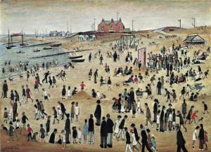 LS Lowry. July, The Seaside, 1943. 66.7 x 92.7 cm. Arts Council Collection. © The Estate of LS Lowry.