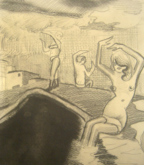Lucy Stein. Headland 1, 2009. Pencil and linseed oil on paper, 11 x 9.8 inches (27.9 x 24.9 cm). Courtesy the artist and Gimpel Fils.