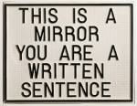 Luis Camnitzer. <em>This is a mirror. You are a written sentence,</em> 1966–1968. Vacuum formed polystyrene mounted on synthetic board, 48 cm x 62.5 cm x 1.5 cm. Daros Latinamerica Collection, Zurich. Photo: Peter Sch