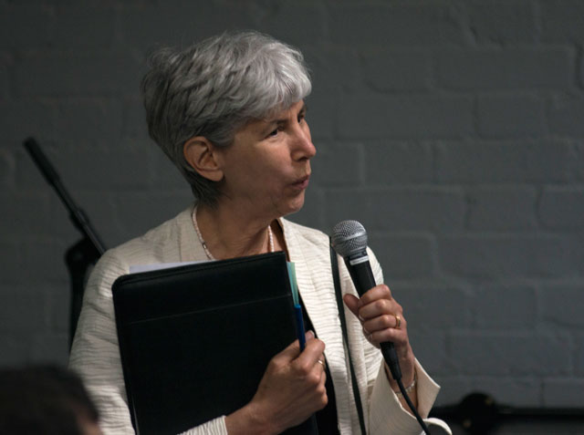 Carla Rapoport, Director and Founder of The Lumen Prize, presenting at the 2016 Winners’ Gala, Hackney House, London.