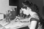 Lygia Pape in her studio, 1953. Black and white photograph, 8.6 x 11.5 cm. © Projeto Lygia Pape.