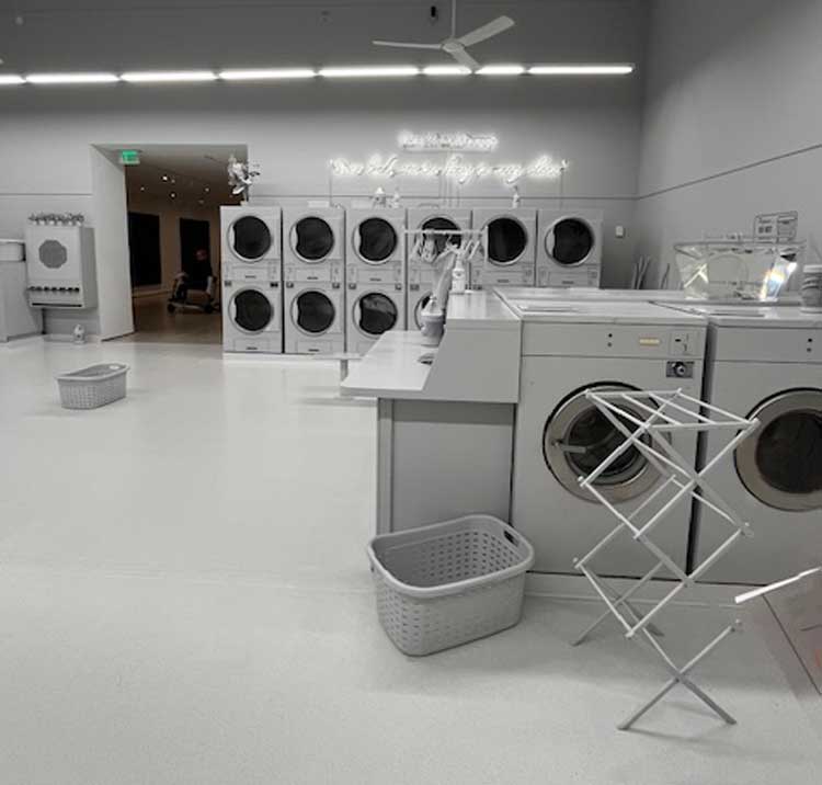 Tavares Strachan, Laundromat, installation view, Monuments, The Geffen Contemporary at MOCA. Courtesy of The Museum of Contemporary Art (MOCA) and The Brick. Photo: Jill Spalding.