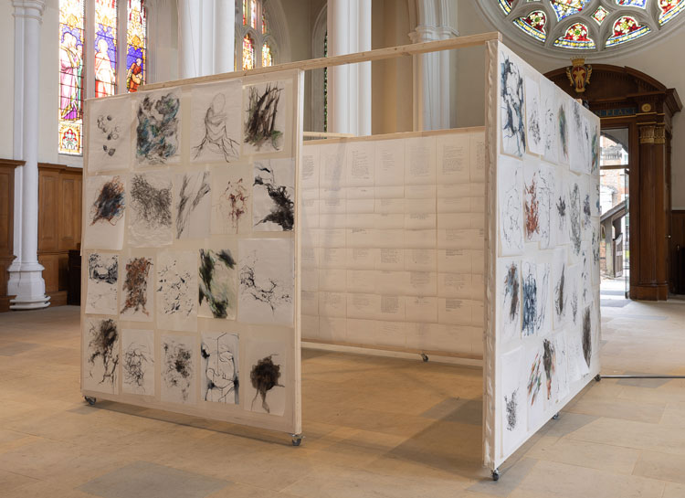 Natalia Millman, Letters to Forever, 2025, installation view, St Peter's Church, St Albans, Hertfordshire, 6-28 August 2025. Photo: Rob Harris.