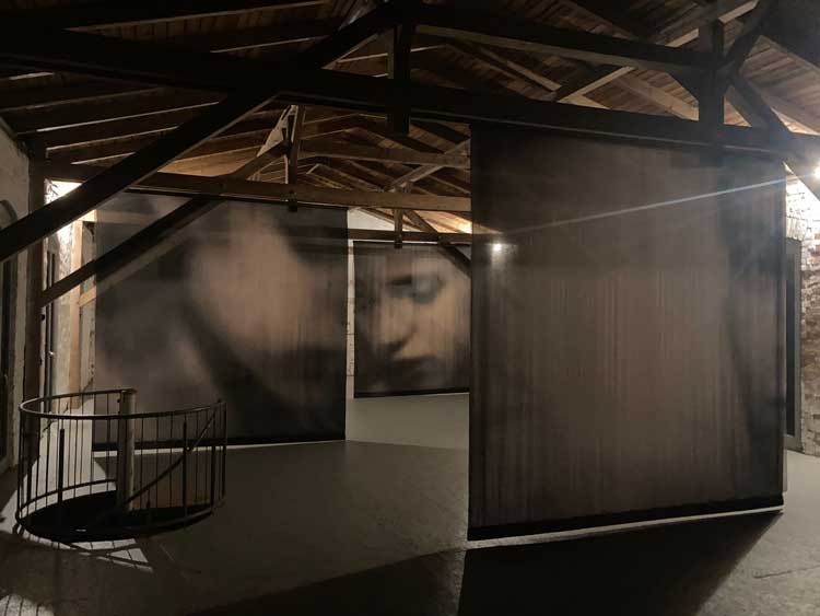 Yulia Mahr. In You | See Me, 2024. Textile installation, variable dimensions, min 2m high. Installation view, Unbecoming. Wehrmuehle, 2024. Courtesy of Studio Richter Mahr.
