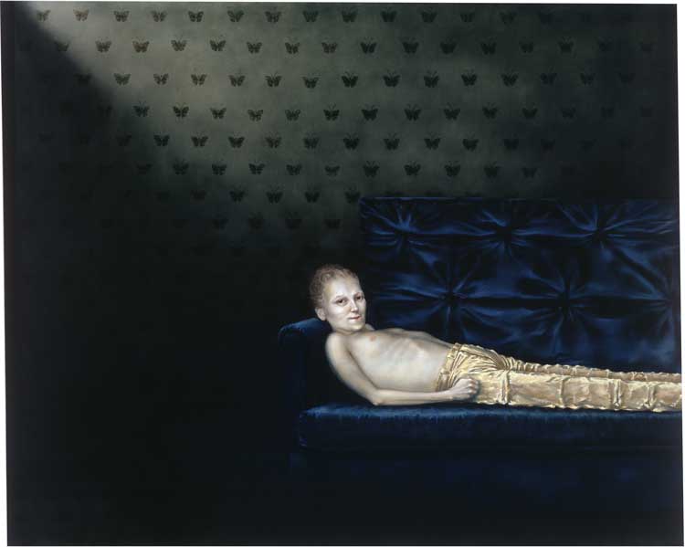 Margherita Manzelli. Definitivamente entrata - corpo celeste, 1998. Oil on linen, 200 x 250 cm. Private collection, London. Courtesy of the artist.