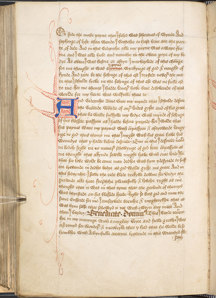 A Carthusian anthology of theological works in English, including Julian of Norwich's Revelations of Divine Love (the Amherst Manuscript). © British Library Board.