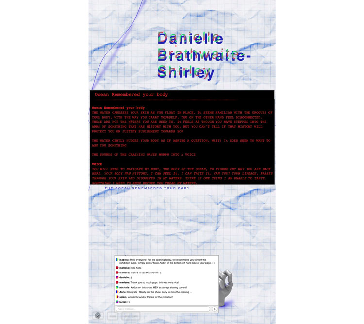 Danielle Brathwaite-Shirley, Material Poetry exhibition 2024, screenshot.
