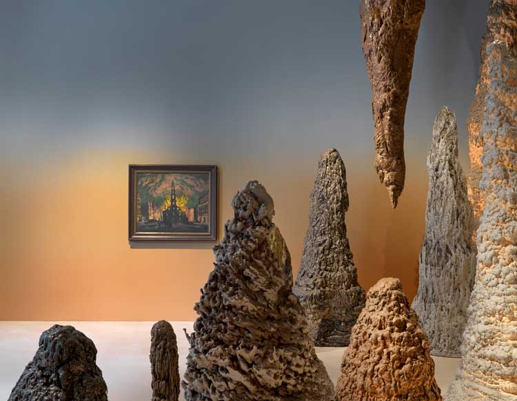 Goshka Macuga: Born from Stone. installation view, London Mithraeum Bloomberg SPACE, © Marcus Leith.