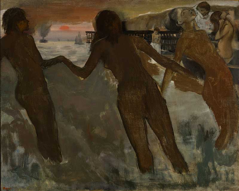 Hilaire-Germain-Edgar Degas. Peasant Girls bathing in the Sea at Dusk, about 1875-6. Oil on canvas, 65 x 81 cm. Private collection. © Photo courtesy of the owner.