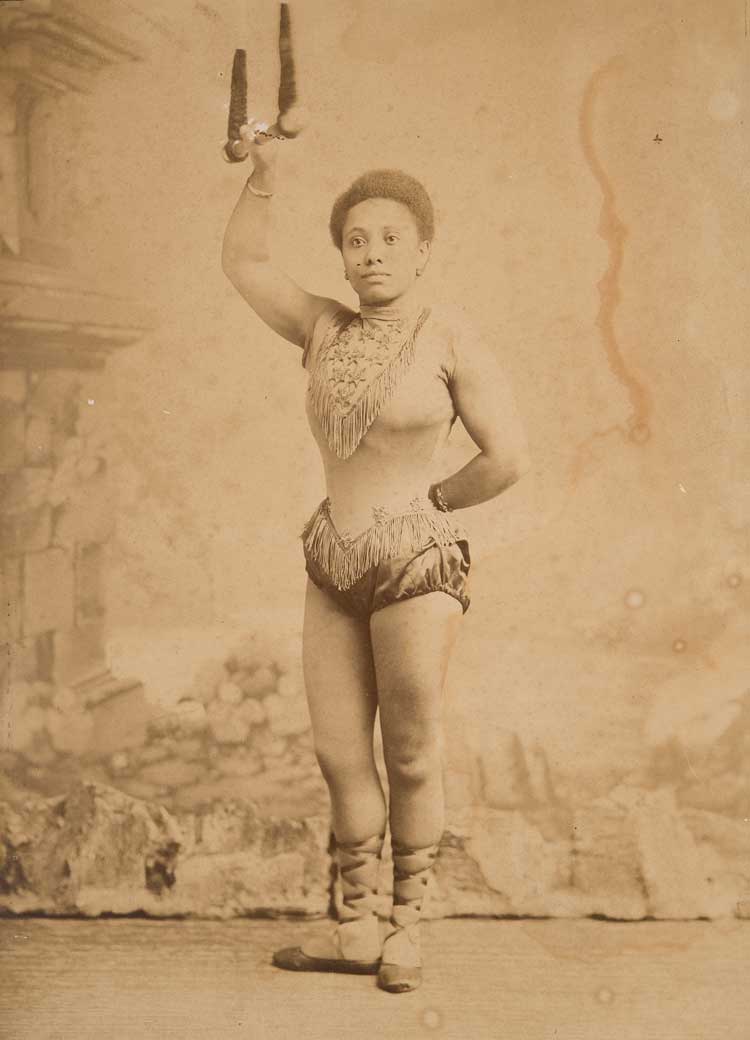 Miss La La at the Cirque Fernando, about 1880. Albumen silver print on paper mounted on board. © Collection Zimmerli Art Museum at Rutgers University, Museum Purchase.