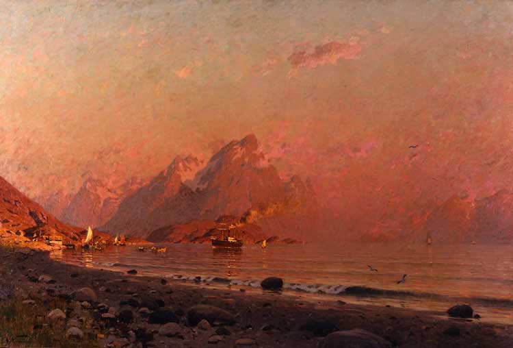 Eilert Adelsteen Normann, Summer Evening in the Lofoten, before 1891. Photo © Staatliche Museen zu Berlin, Nationalgalerie / Andres Klinger.
