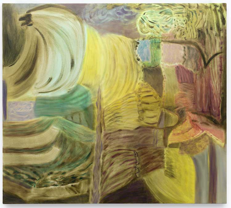 Amy Winstanley, Reverberative Business, 2023. Oil on canvas, 93 x 103 cm.