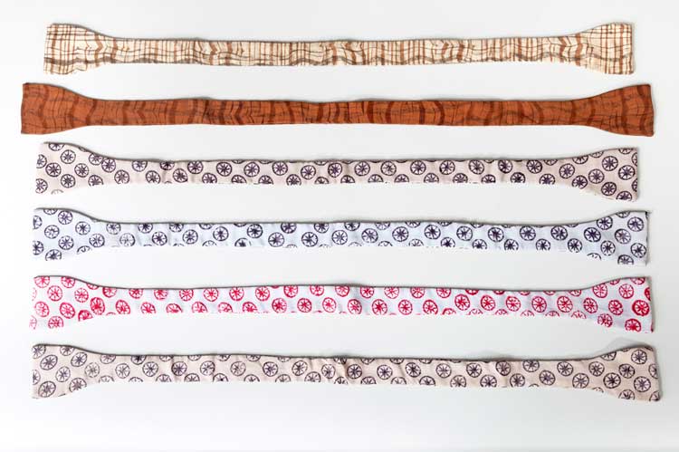 A selection of neckties in fabric designed by Enid Marx, mid-20th century, silk. © Compton Verney, Photo: Jamie Woodley