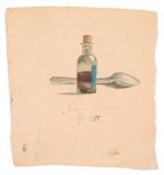Edvard Munch, Medicine Bottle and Spoon, 1877. Photo: Tone Margrethe Gauden. © Munch Museum.