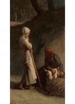 Jean-François Millet, The Faggot Gatherers, about 1850-55. Oil on panel, 30.4 x 18 cm. National Gallery of Scotland. Accepted in lieu of Estate Duty by HM Government from the Craigmyle Collection, and allocated to the National Galleries of Scotland, 2020. © National Galleries of Scotland.