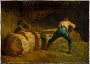 Jean-François Millet, The Wood Sawyers, 1850-52. Oil on canvas, 57 x 81 cm. Victoria and Albert Museum, London. Bequeathed by Constantine Alexander Ionides (CAI.47). © V&A Images / Victoria and Albert Museum, London.