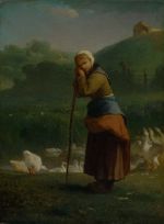 Jean-François Millet, The Goose Girl at Gruchy, 1854-56. Oil on canvas, 33 x 24.8 cm. Lent by Amgueddfa Cymru – Museum Wales. Bequeathed by Gwendoline Davies in 1952. © Amgueddfa Cymru - National Museum Wales.