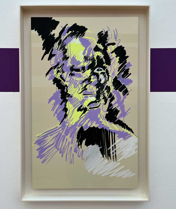 Paul Maheke, Ancestral Muse IV, 2023. Acrylic pencil on aluminium panel, 75 x 50 cm. Photo: Veronica Simpson.