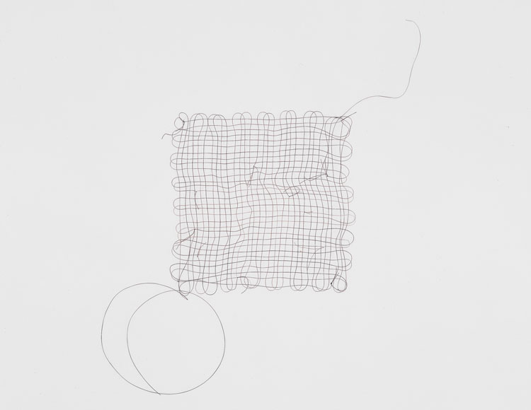Mona Hatoum, Untitled (hair grid with knots), 2001. Human hair, hair spray and tracing paper, 35 x 27 cm (13 3/4 x 10 3/4 in.) © Mona Hatoum. Courtesy White Cube (Photo: Hugo Glendinning).