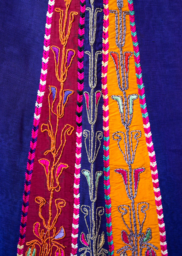 Detail of dress from Deir Tareef, 1940s. From the collection of Maha Abu Shosheh. © the Whitworth, The University of Manchester. Photo: Ruth Wedgbury.
