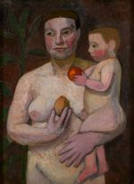 Paula Modersohn-Becker, Mother with Child on her Arm, Nude II, autumn 1906. Oil on canvas, 80 x 59 cm. Museum Ostwall im Dortmunder U. Photo: Jürgen Spiler, Dortmund.