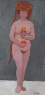 Paula Modersohn-Becker, Self-portrait as a Standing Nude with Hat, summer 1906. Oil tempera on canvas. 40 x 19.5 cm. Paula Modersohn-Becker Stiftung, Bremen, on loan from a private collection.