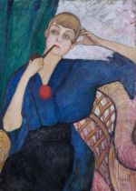 Gabriele Münter, Portrait of Anna Roslund, 1917. Oil on canvas, 94 x 68 cm. Leicester Museums & Galleries. © DACS 2022.