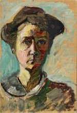 Gabriele Münter, Self-portrait, c1908. Oil on cardboard, 49 x 33.6 cm. Museo Nacional Thyssen-Bornemisza, Madrid. © DACS 2022.