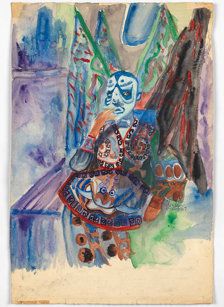Dindga McCannon. Smoking Man, 1967. Watercolour on paper, 45.7 x 30.5 cm (18 x 12 in). Courtesy the artist, Pippy Houldsworth Gallery, London, and Fridman Gallery, New York.