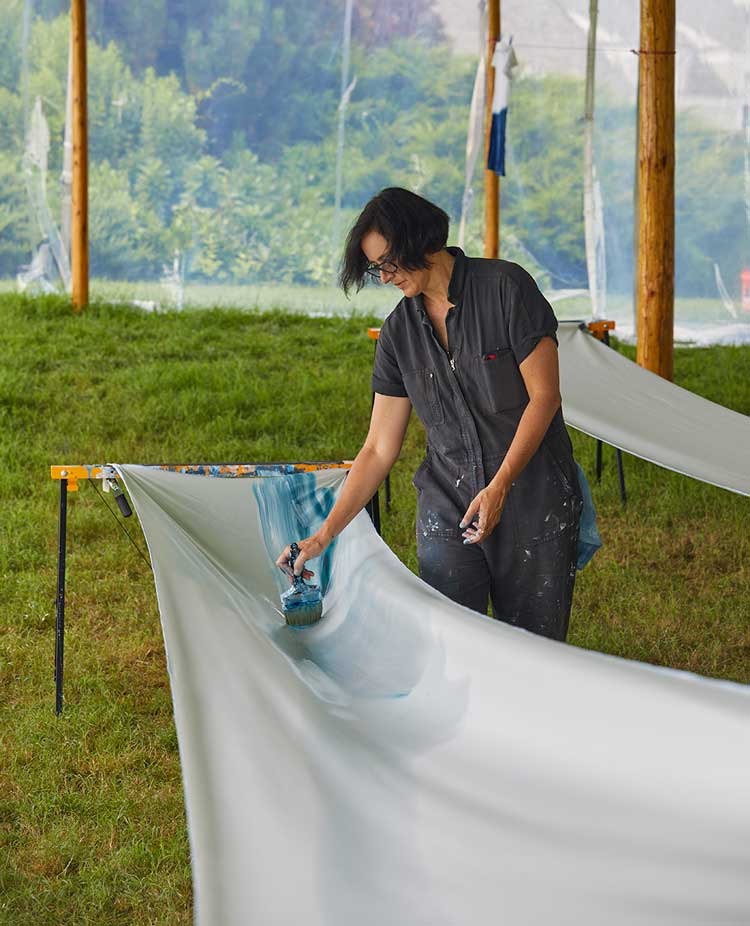 Melissa McGill. In the Waves, 2021. Performance at Rough Point, Newport, Rhode Island. Photo: Caroline Goddard for Tom Powel Imaging.