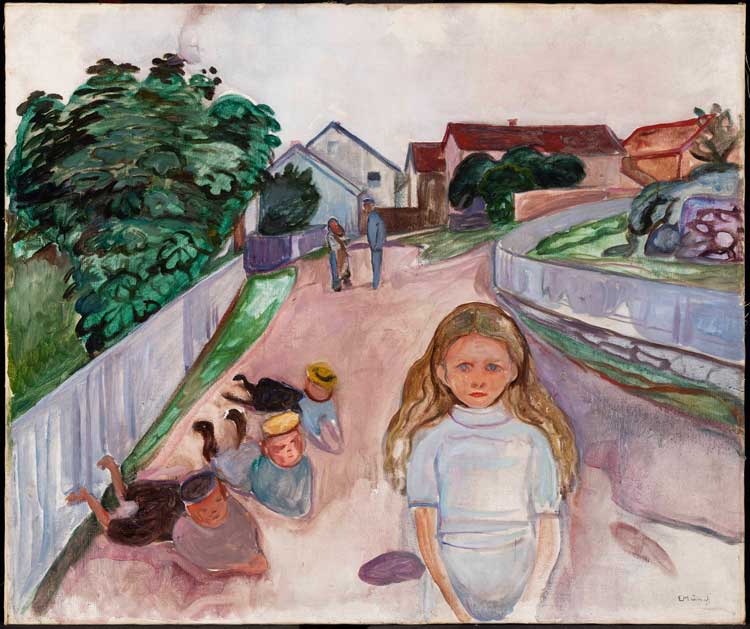 Edvard Munch. Children playing in the Street in Åsgårdstrand, 1901-03. Oil on canvas, 74.6 x 89.2 cm. KODE Bergen Art Museum, The Rasmus Meyer Collection.