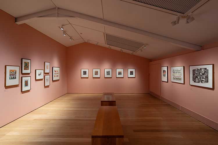 Installation view of selected lithographs and drawings in Henry Moore: The Sixties. Photo: Rob Harris.