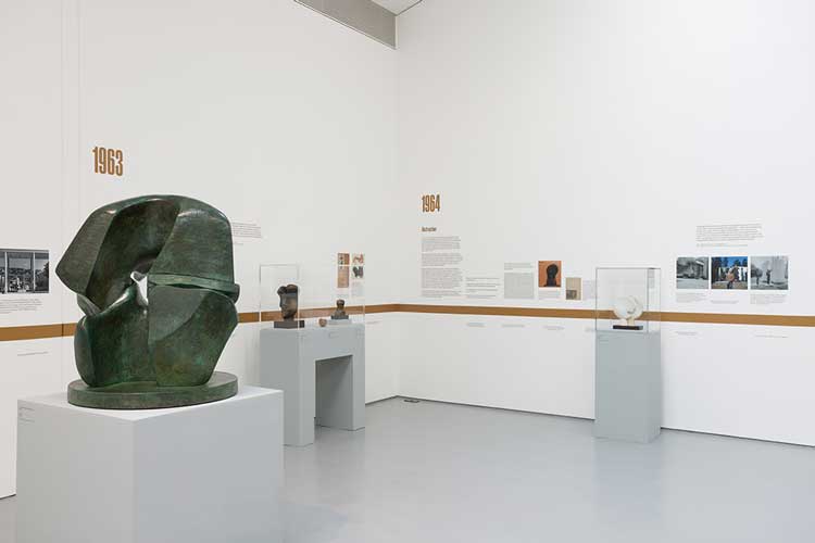 Installation view of Henry Moore: The Sixties with Working Model for Locking Piece, 1962 (LH 514). Photo: Rob Harris.