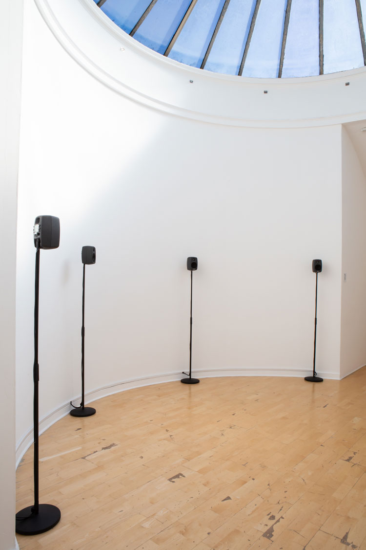 Angelica Mesiti. Swarming Song, 2021. Installation view, Angelica Mesiti: In the Round, Talbot Rice Gallery, University of Edinburgh, 2021. Photo: Sally Jubb.