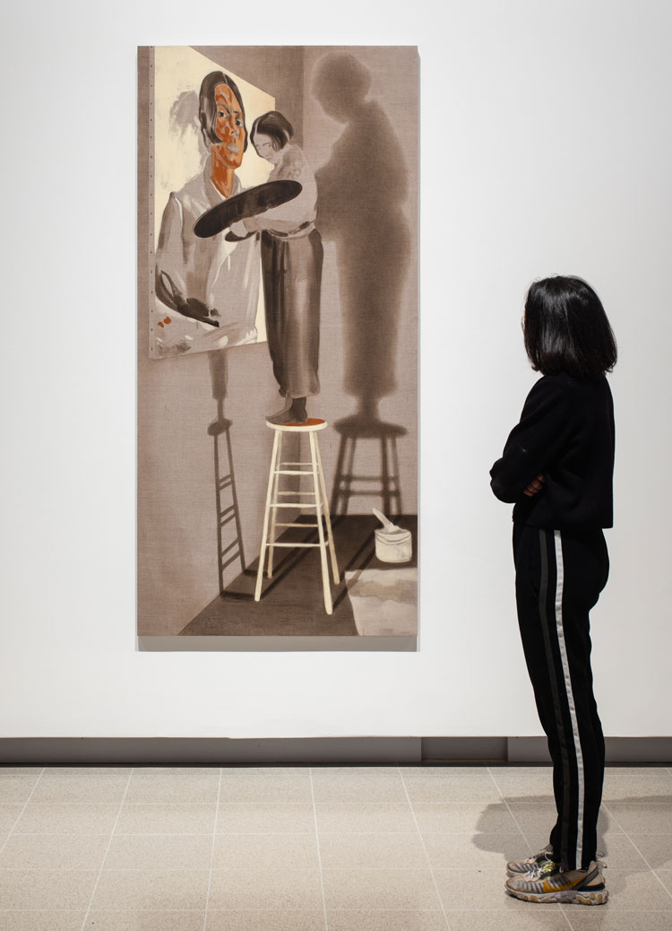 Lisa Brice, Charley, 2020. Installation view, Mixing It Up: Painting Today, Hayward Gallery, 2021. © Lisa Brice 2021. Courtesy of Hayward Gallery. Photo: Rob Harris.