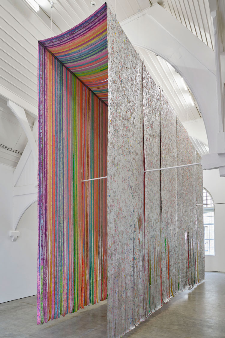 Mit Jai Inn, Dream Tunnel, 2021. Oil on canvas, 542 x 153 x 804 cm. Installation view, Mit Jai Inn: Dreamworld (2021). © Ikon Gallery. Photo: Stuart Whipps.