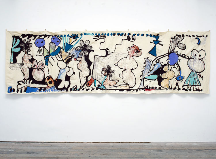 Annie Morris, Untitled, 2021. Tapestry, linen and thread. Photo: Stephen White & Co.