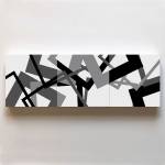 András Wolsky, Inter-Space No. 3, 2021. Wood, canvas, acrylic, three pieces each 55 x 55 cm. Photo courtesy of the Hungarian Cultural Centre, London.