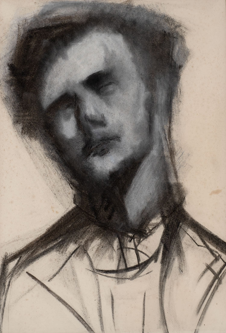 Gustav Metzger, Head of a Man, 1952. Chalk on paper. Courtesy of The Gustav Metzger Foundation.