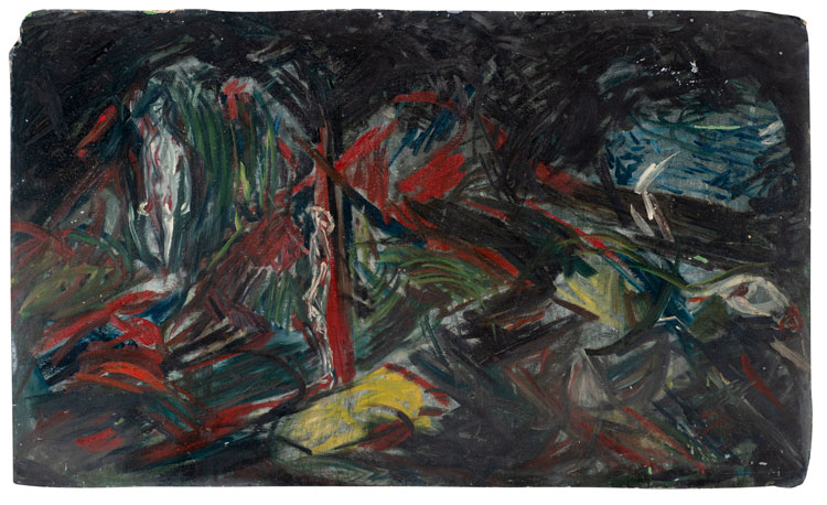 Gustav Metzger, Dissolution of the City, 1946. Oil on canvas. Courtesy of The Gustav Metzger Foundation.