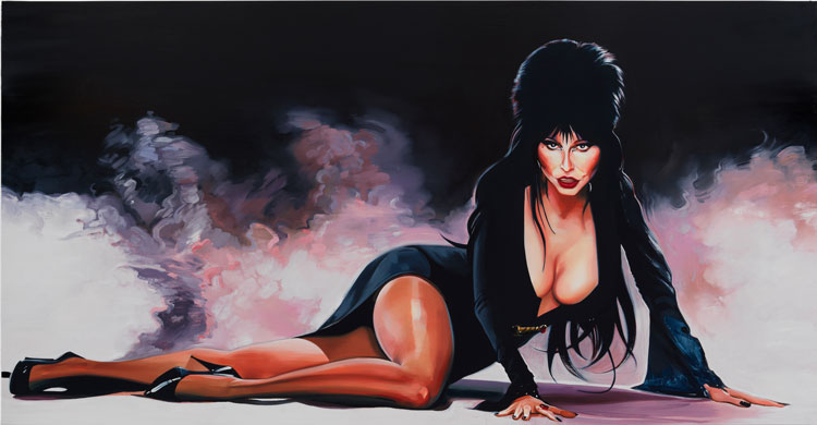 Sam McKinniss, Elvira, 2021. Oil on linen 112 x 213.5 cm / 44 x 84 in. © Sam McKinniss. Courtesy of the Artist and Almine Rech. Photo: Dan Bradica.