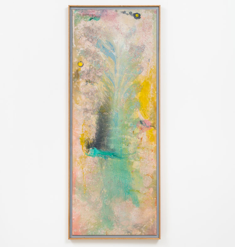 Frank Bowling. Plume, 1978. Acrylic on canvas, 184 x 72 x 4.3 cm (72.4 x 28.3 x 1.7 in). Photo: Damian Griffiths. © Frank Bowling and Hauser & Wirth. Courtesy of Private Collection, London. All Rights Reserved, DACS 2021.
